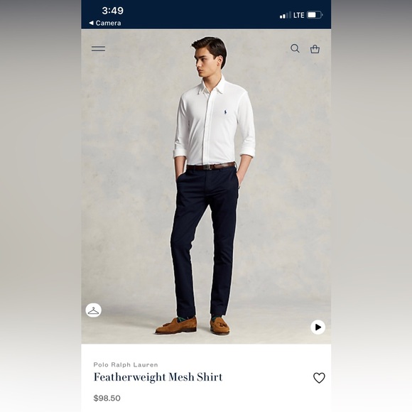 POLO RALPH LAUREN FEATHERWEIGHT MESH MEN’S LARGE LONG SLEEVE BUTTON UP… - Picture 6 of 7